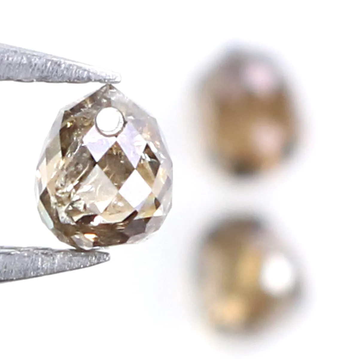 1.01 Ct Natural Loose Briolette Shape Diamond Brown Color Drop Diamond 3.70 MM Natural Loose Brown Color Briolette Rose Cut Diamond LQ9889