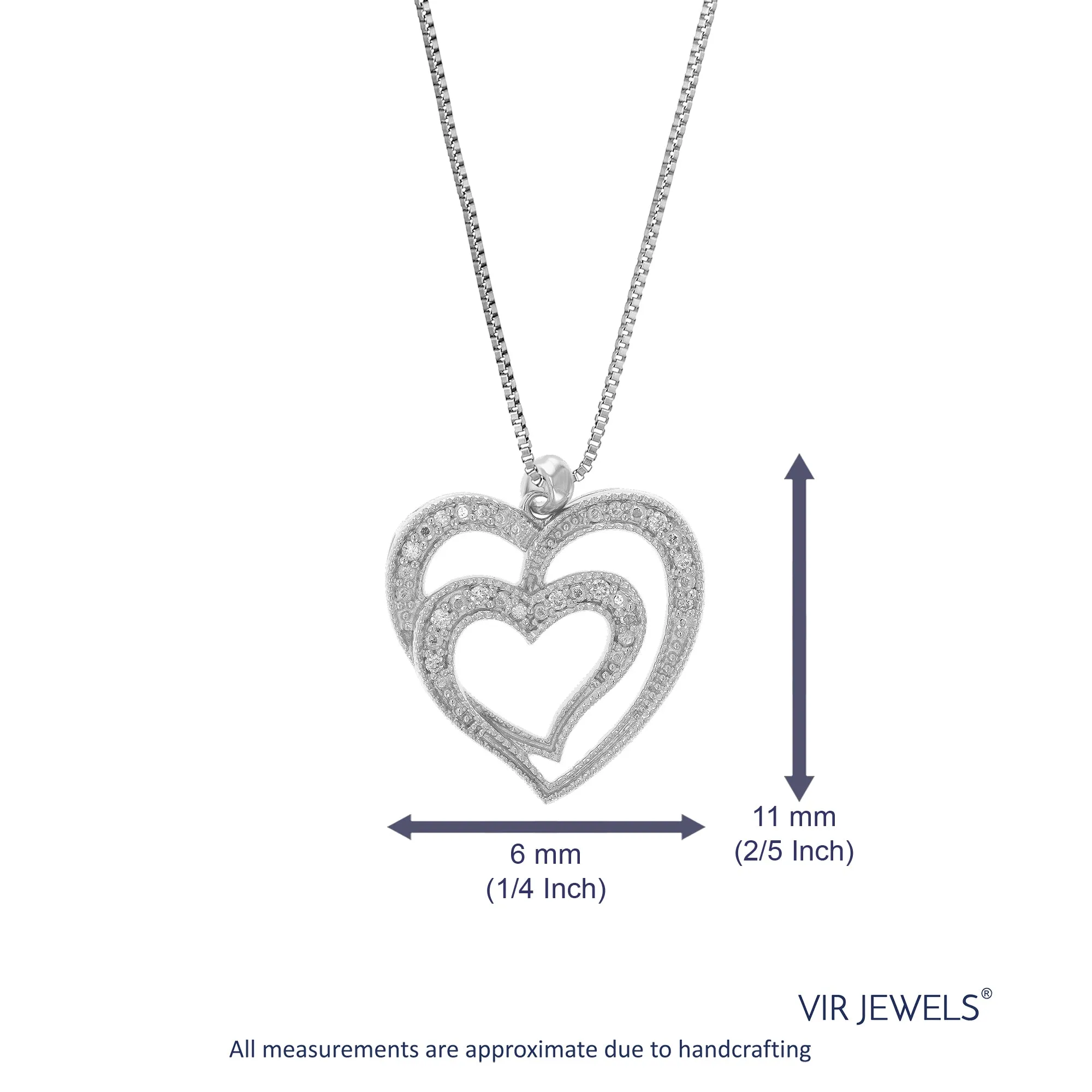 1/10 cttw Lab Grown Diamond Pendant Necklace .925 Sterling Silver 3/4 Inch With 18 Inch Chain