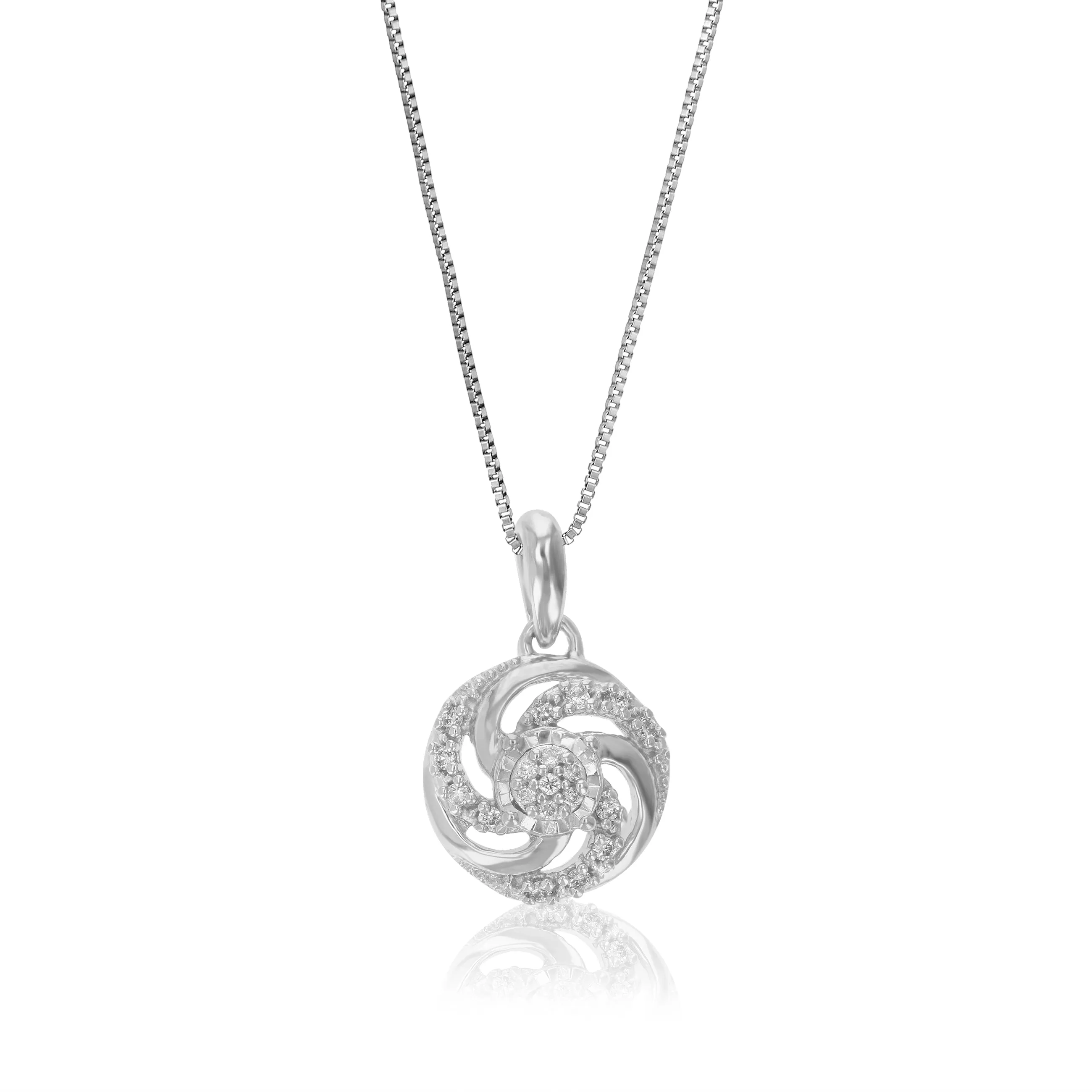 1/12 cttw Lab Grown Diamond Circle Pendant Necklace .925 Sterling Silver 2/5 Inch With 18 Inch Chain