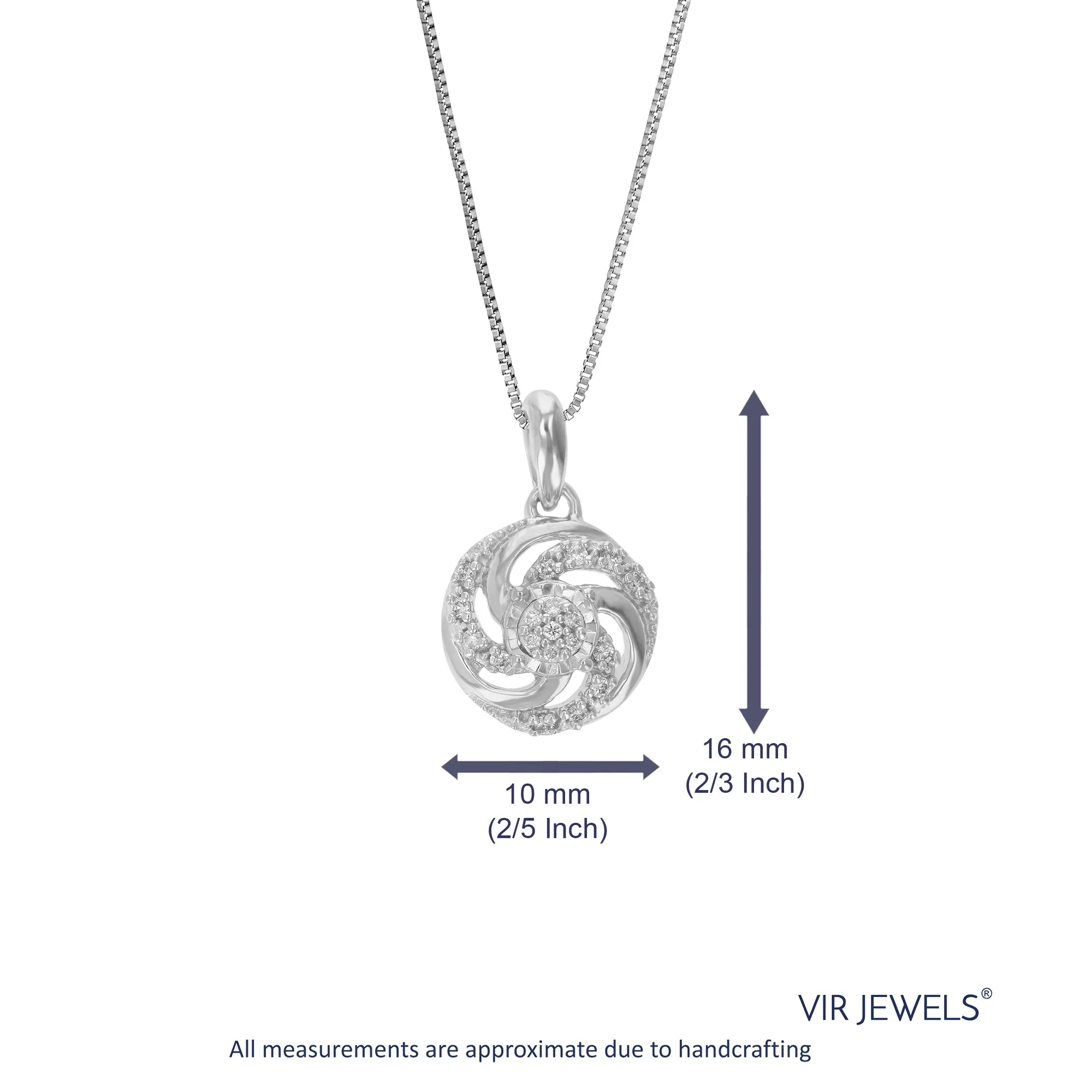 1/12 cttw Lab Grown Diamond Circle Pendant Necklace .925 Sterling Silver 2/5 Inch With 18 Inch Chain