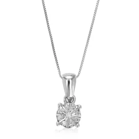 1/14 cttw Lab Grown Diamond Pendant Necklase .925 Sterling Silver 1/2 Inch with 18 Inch Chain, Size 1/2 Inch