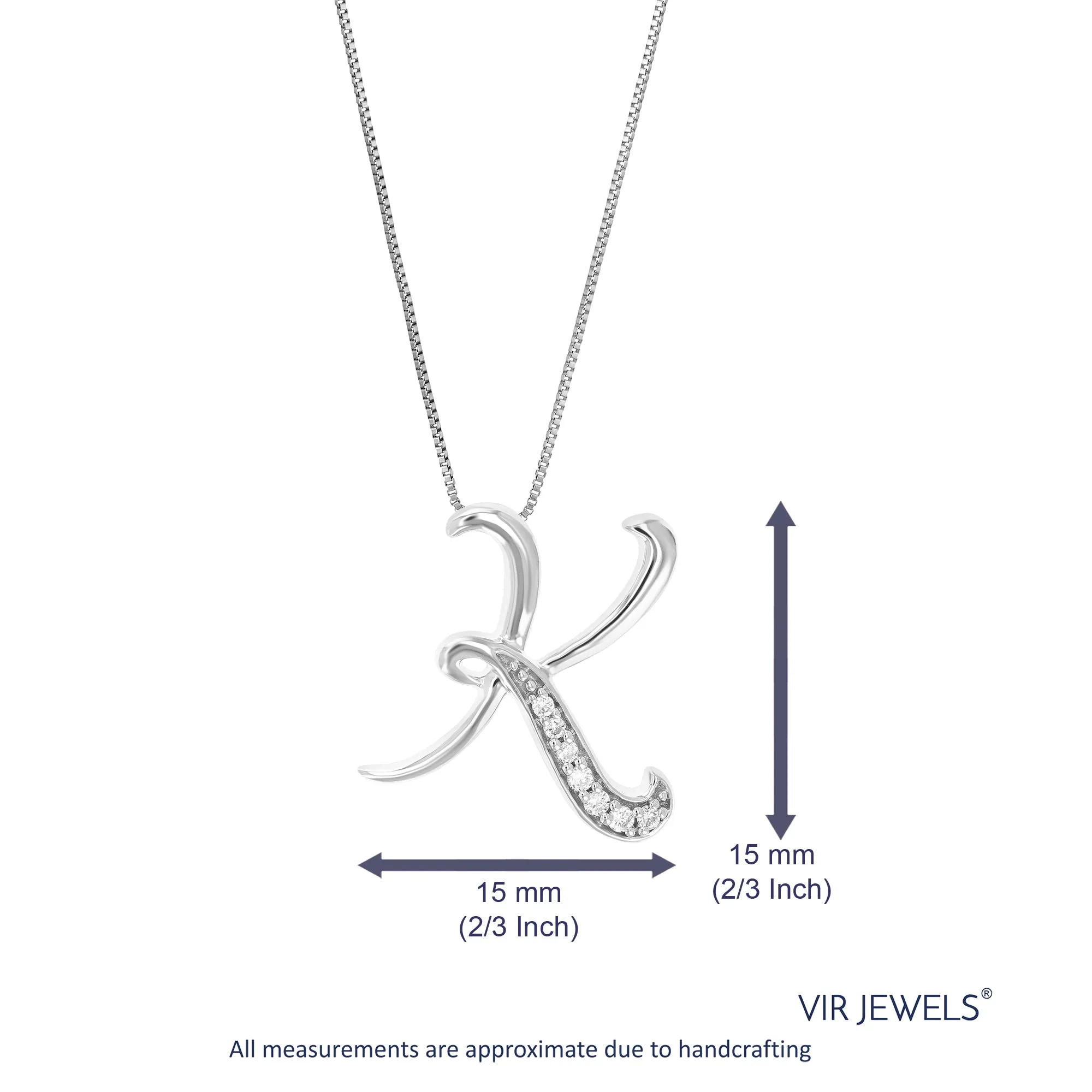 1/14 cttw Round Cut 7 Stones Lab Grown Diamond Pendant Necklace .925 Sterling Silver 2/3 Inch With 18 Inch Chain