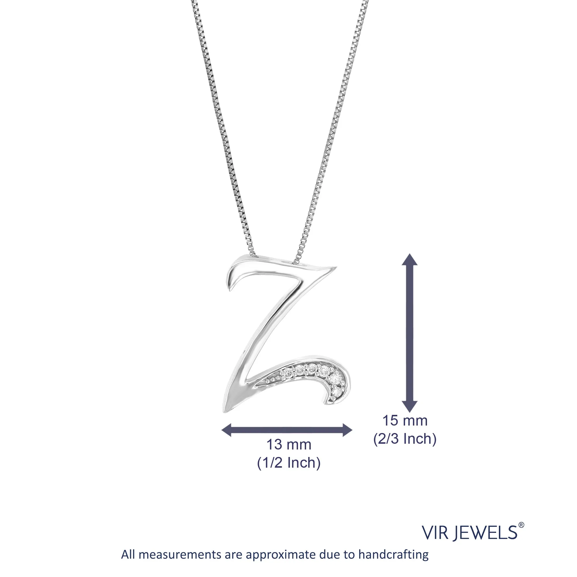 1/20 cttw Round 6 Stones Lab Grown Diamond Pendant Necklace .925 Sterling Silver 1/2 Inch With 18 Inch Chain
