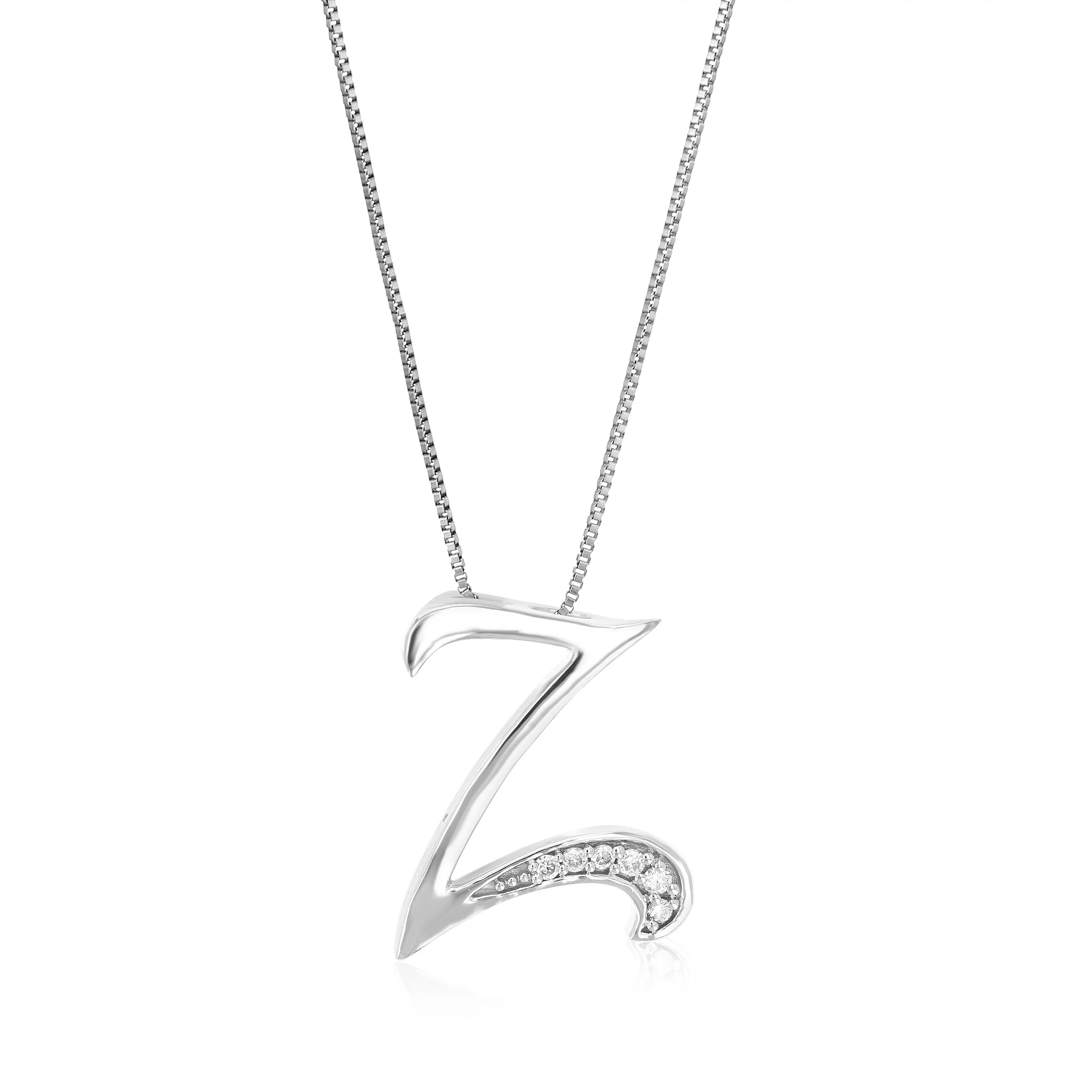 1/20 cttw Round 6 Stones Lab Grown Diamond Pendant Necklace .925 Sterling Silver 1/2 Inch With 18 Inch Chain