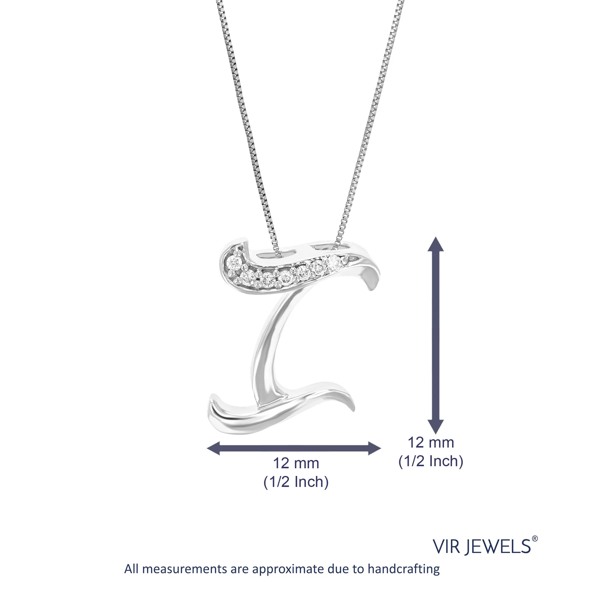 1/20 cttw Round Cut 7 Stones Lab Grown Diamond Pendant Necklace .925 Sterling Silver 1/2 Inch With 18 Inch Chain