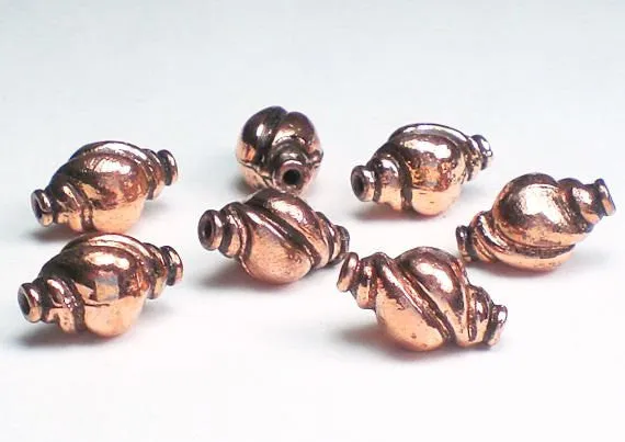 13mm Sea Shell Beads Genuine Copper Bead  7pcs. GC-228
