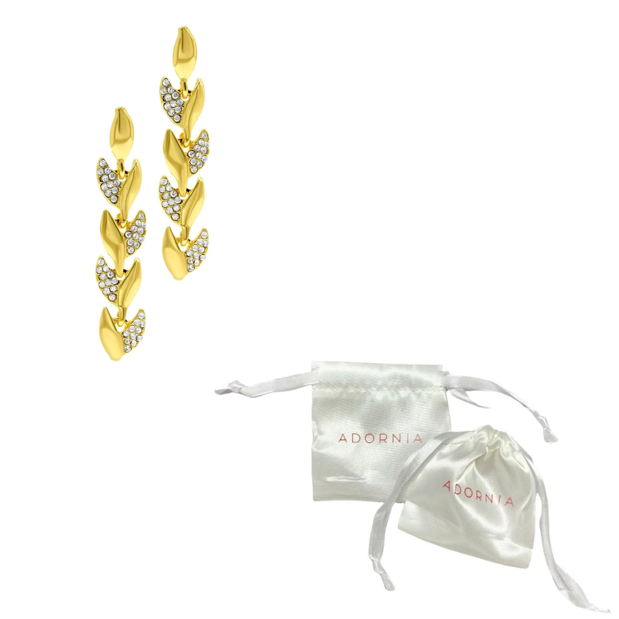 14K Gold Plated Crystal Leaf Earrings