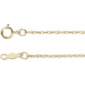 14K Yellow 1 mm Rope 24" Chain