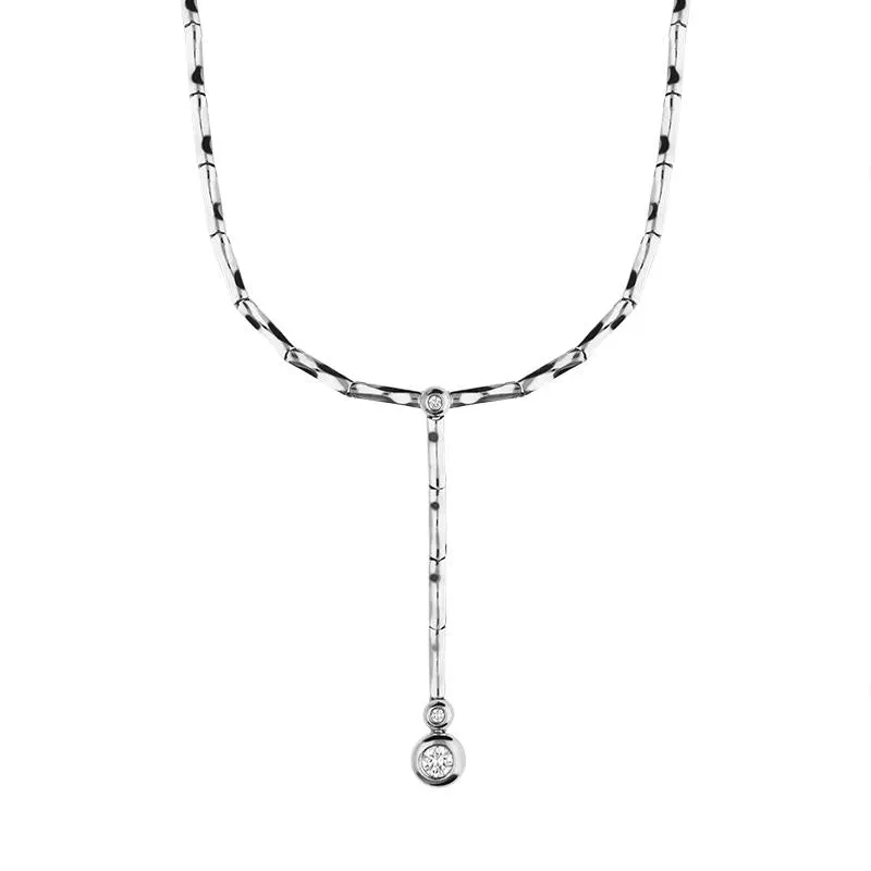 18ct White Gold Diamond Bar Drop Colarette D