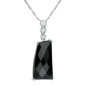 18ct White Gold Whitby Jet Diamond Claw Set Abstract Necklace D