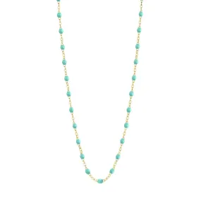 18K Gold Blue "Lagoon" Resin Beaded "Classic" Necklace