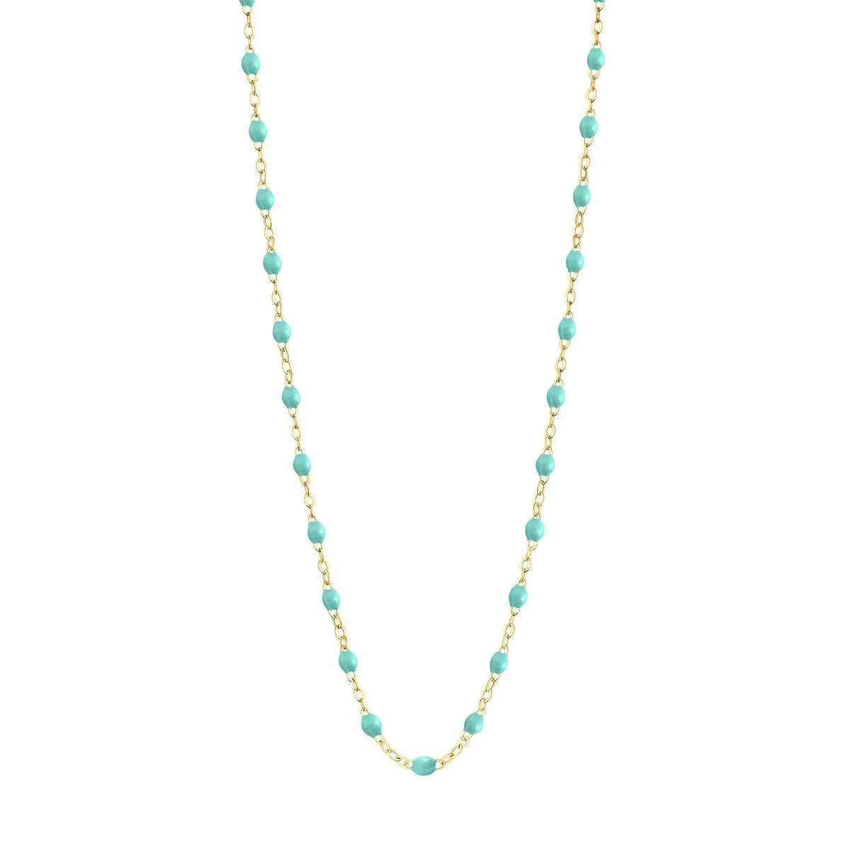 18K Gold Blue "Lagoon" Resin Beaded "Classic" Necklace