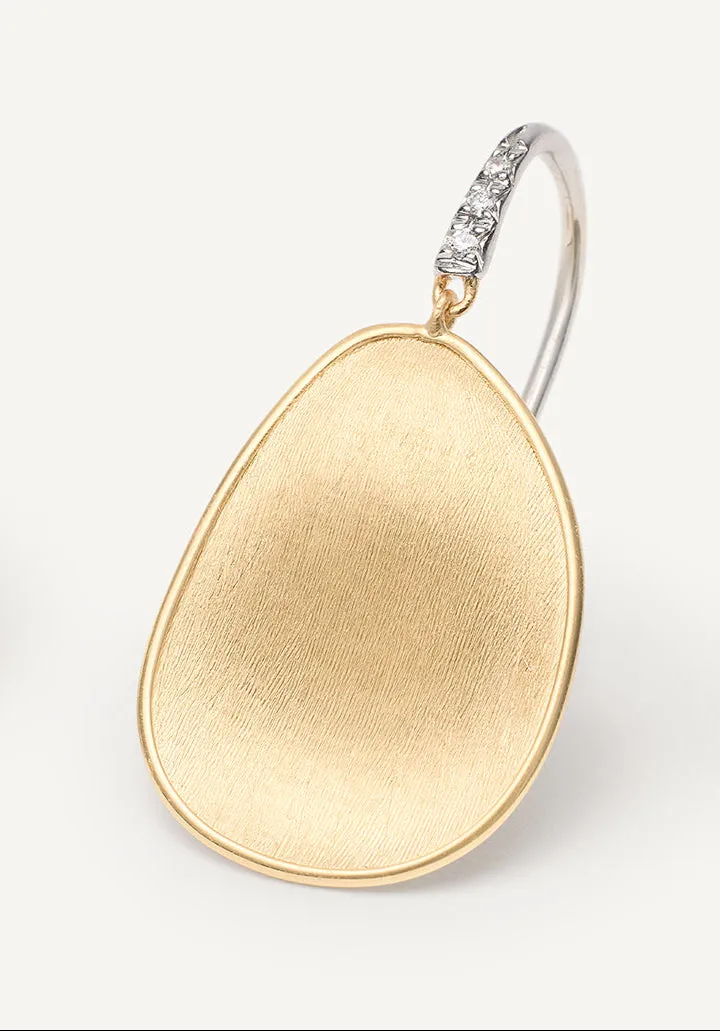 18K Yellow Gold Petal Drop Earrings With Diamonds, Medium