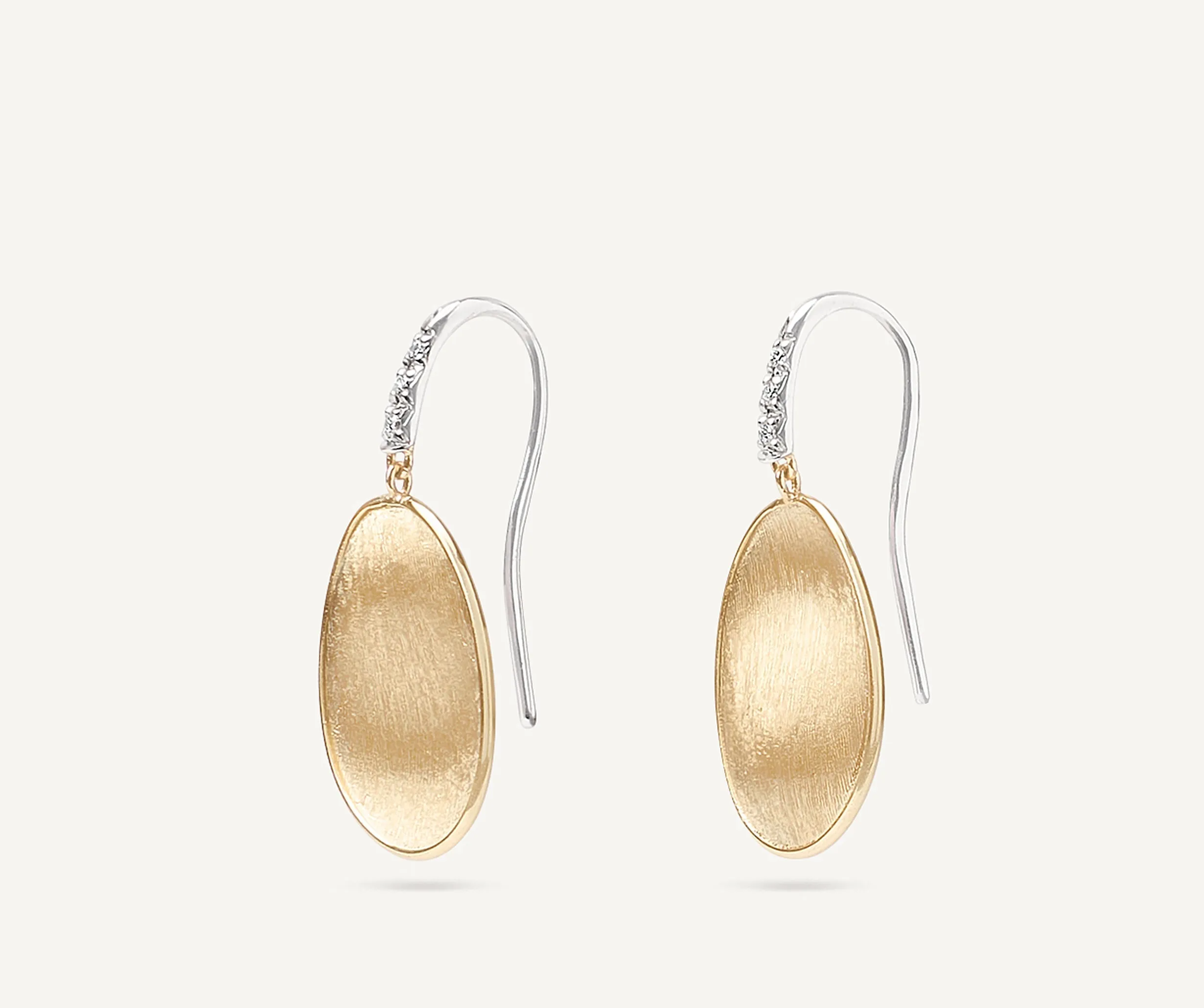 18K Yellow Gold Petal Drop Earrings With Diamonds, Small