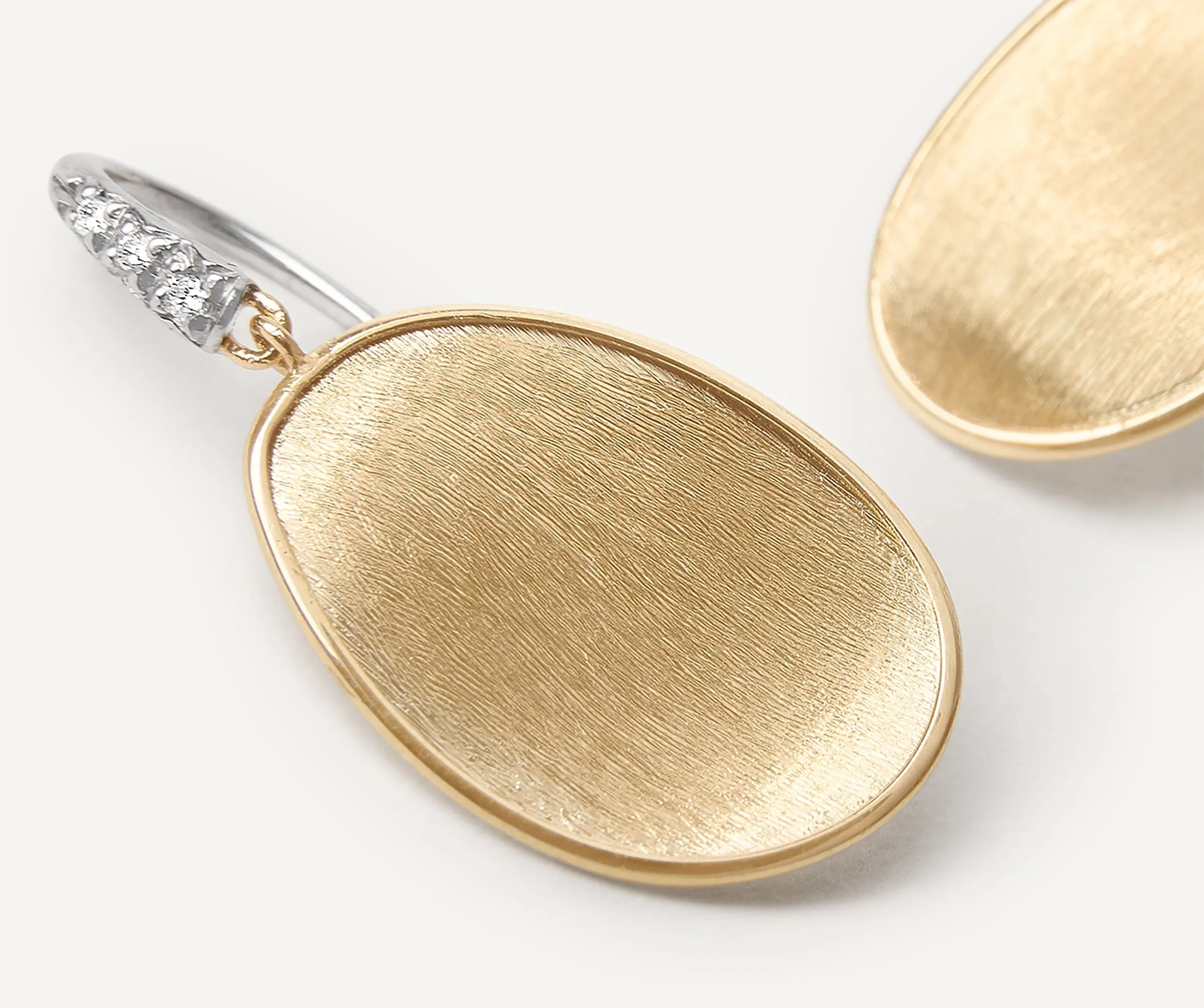 18K Yellow Gold Petal Drop Earrings With Diamonds, Small