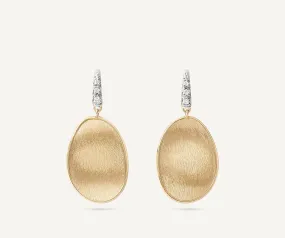 18K Yellow Gold Petal Drop Earrings With Diamonds, Small