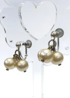 1930s/40s Vintage Faux Pearl Cluster Screw On Earrings