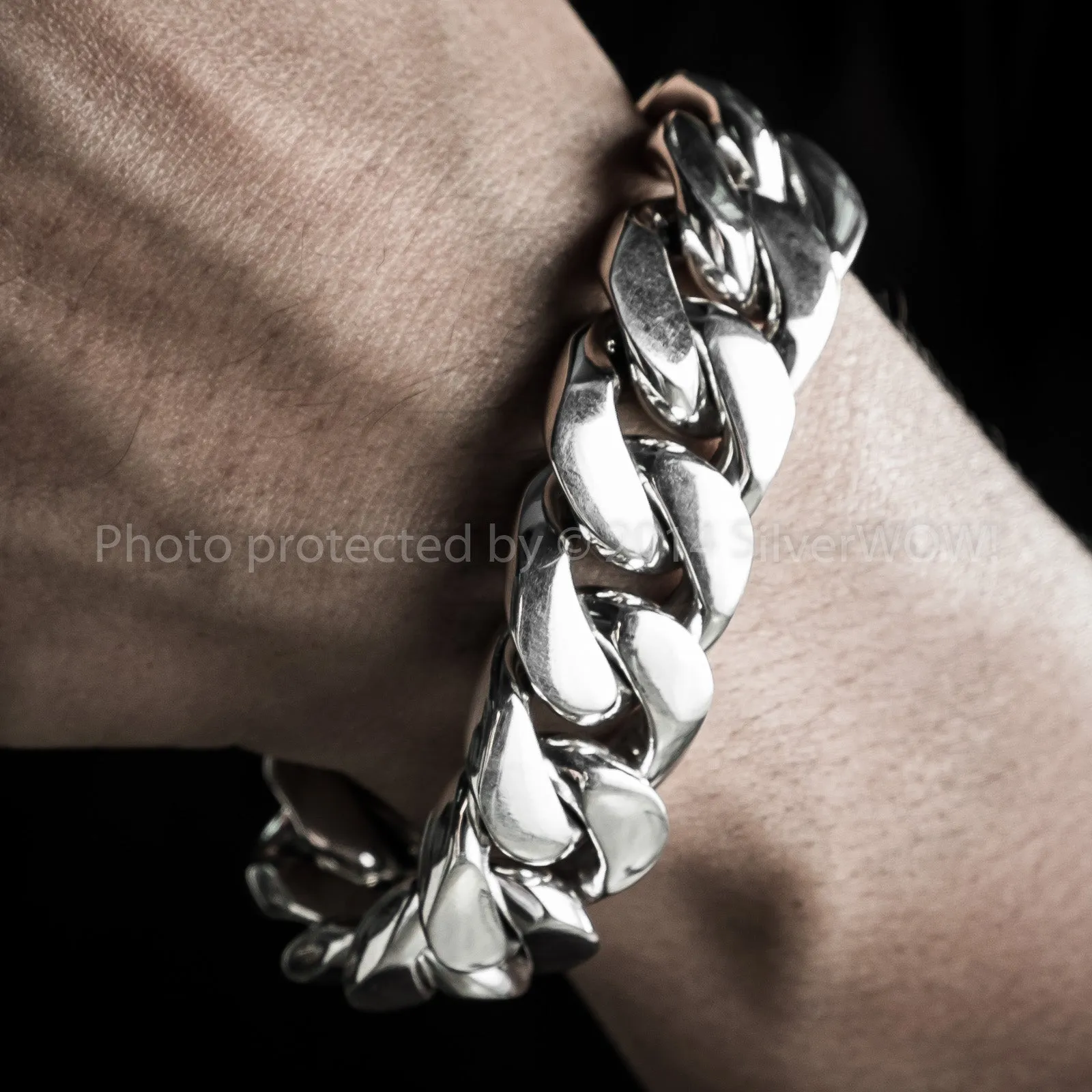 20mm Heavy Curb Silver Bracelet