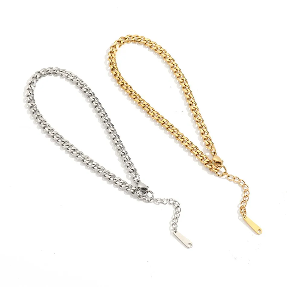 4MM 316L Stainless Steel Cuban Chain Anklets For Men