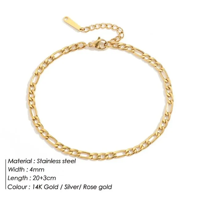 4MM 316L Stainless Steel Cuban Chain Anklets For Men