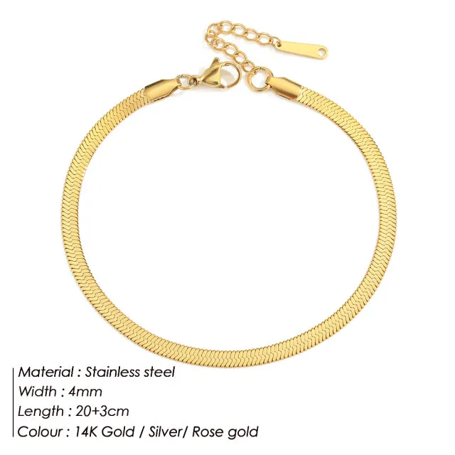 4MM 316L Stainless Steel Cuban Chain Anklets For Men
