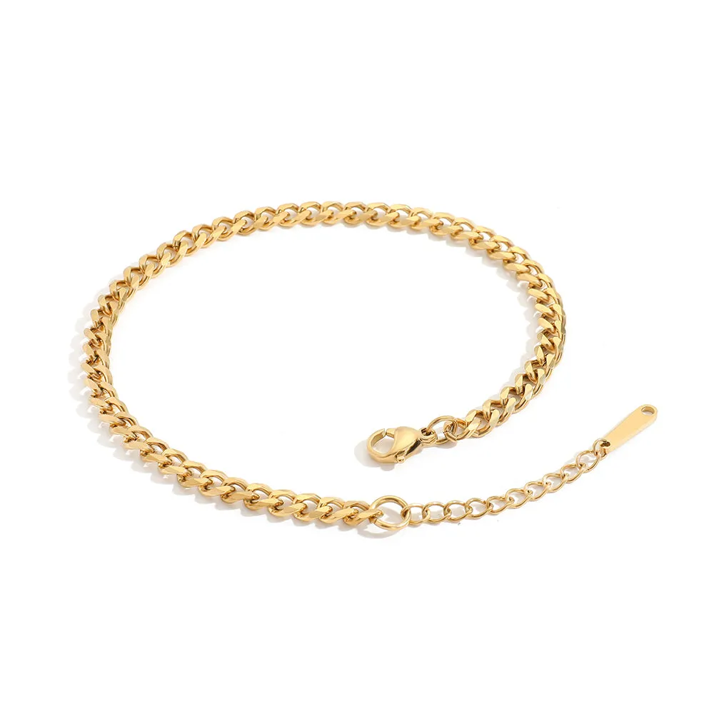 4MM 316L Stainless Steel Cuban Chain Anklets For Men