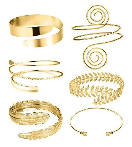 6Pcs Arm Cuff Upper Arm Band Cuff Bracelet Bangle for Women