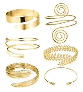 6Pcs Arm Cuff Upper Arm Band Cuff Bracelet Bangle for Women