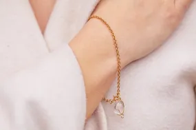 8" Antique 18ct Gold Bracelet with Rock Crystal Charm