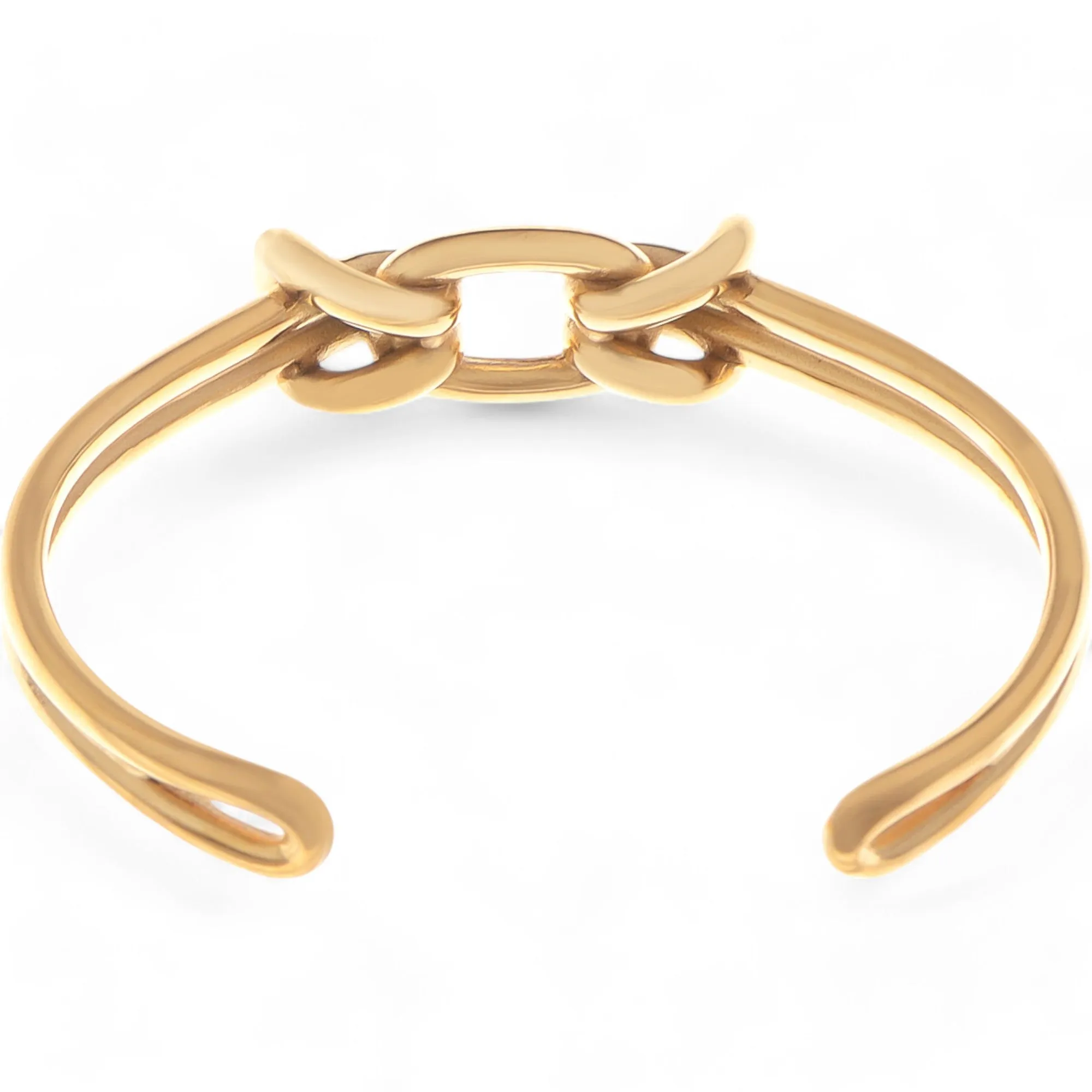 Alilang Women's Gold Tone Chain Link Open Cuff Bracelet Minimalist Modern Style