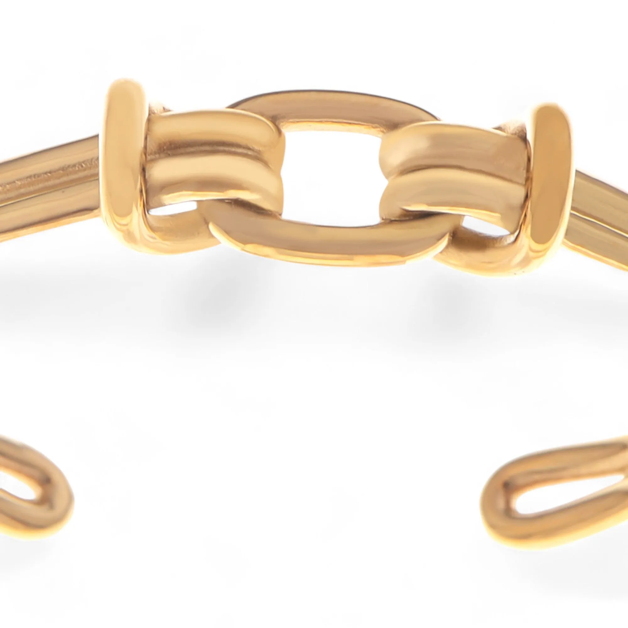 Alilang Women's Gold Tone Chain Link Open Cuff Bracelet Minimalist Modern Style