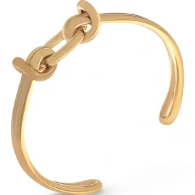 Alilang Women's Gold Tone Chain Link Open Cuff Bracelet Minimalist Modern Style