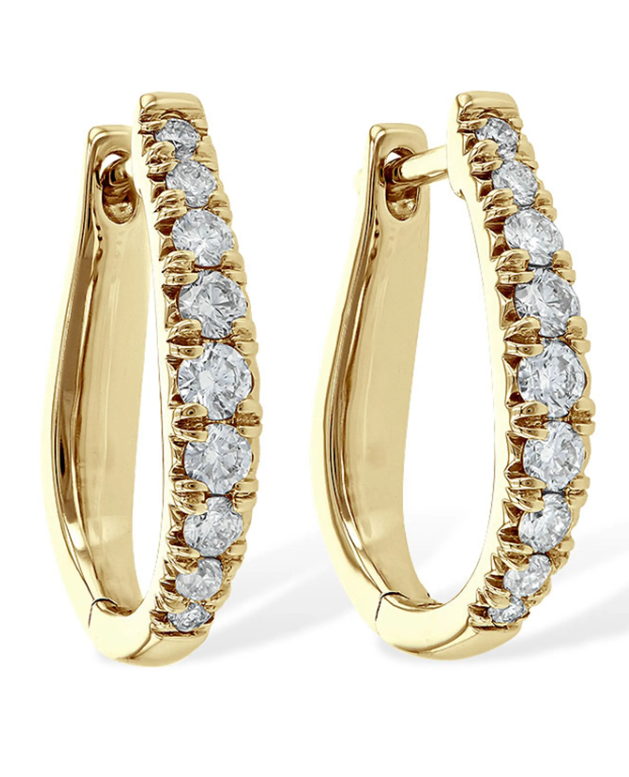 Allison Kaufman 14K Yellow Gold Oval Hoop Earrings with Diamonds