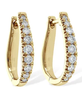 Allison Kaufman 14K Yellow Gold Oval Hoop Earrings with Diamonds