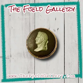 Antique 12k GF Green & Black Male Cameo Pin