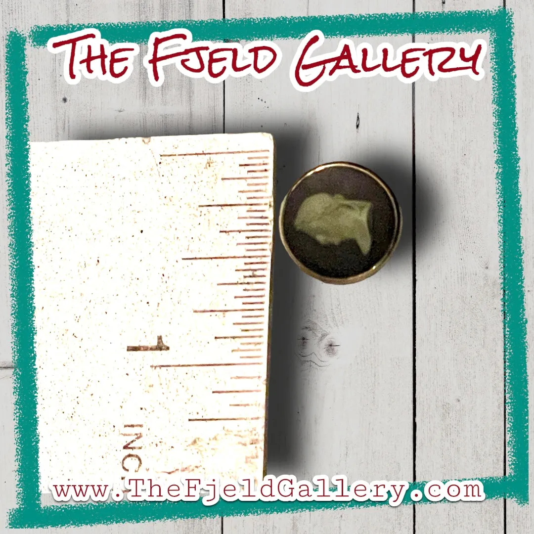 Antique 12k GF Green & Black Male Cameo Pin