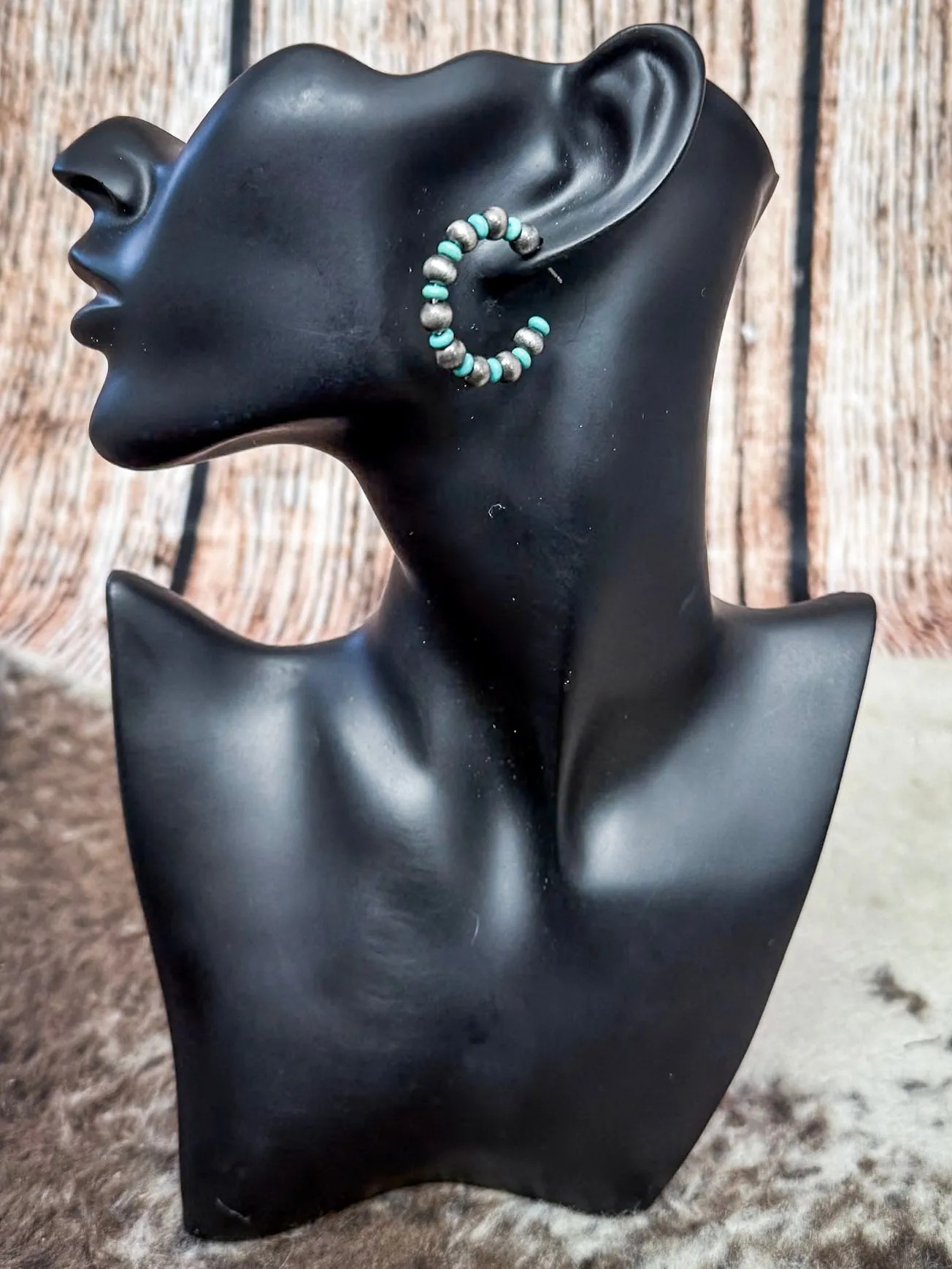 Augusta Beaded Hoop Earrings - Gray