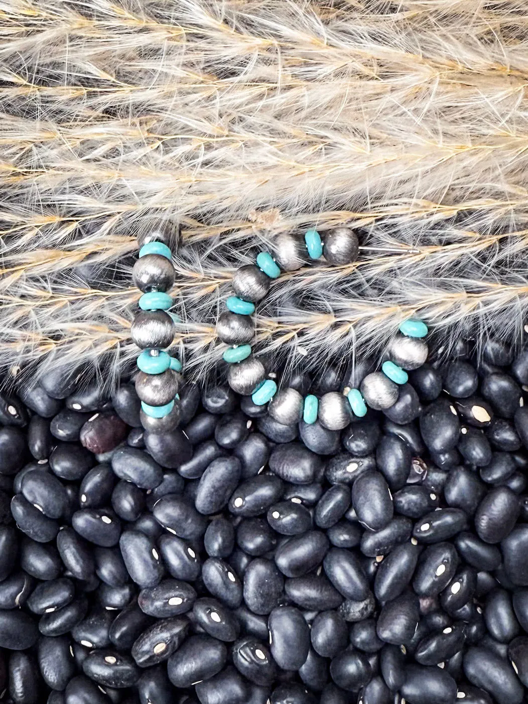 Augusta Beaded Hoop Earrings - Gray