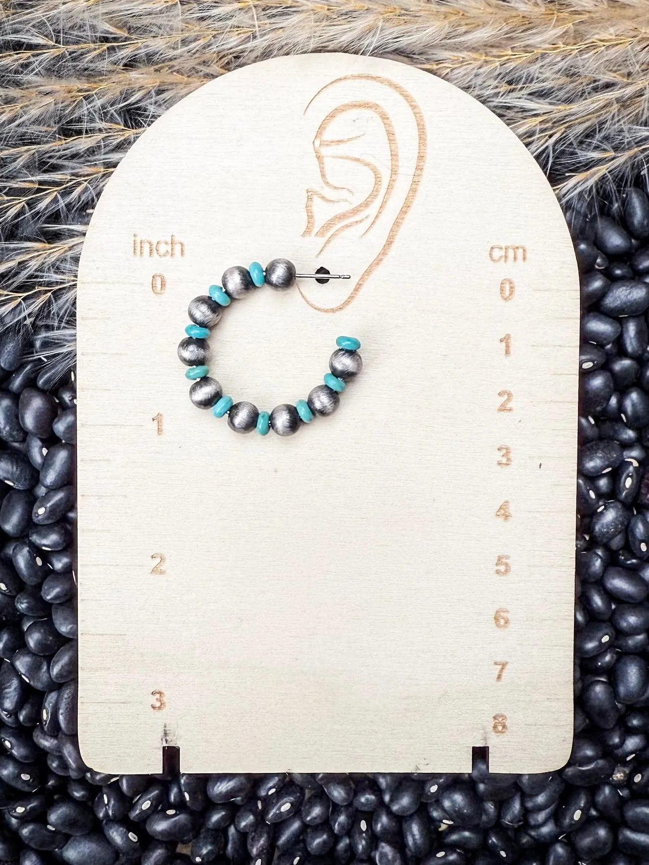 Augusta Beaded Hoop Earrings - Gray