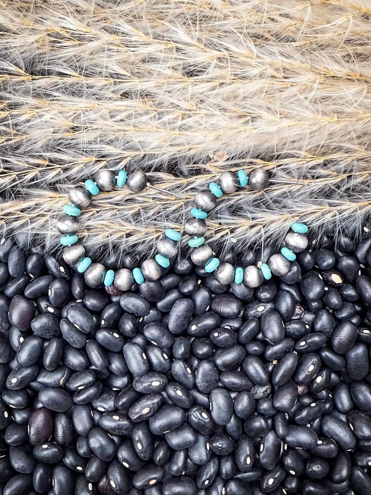 Augusta Beaded Hoop Earrings - Gray