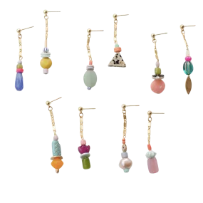 Beaded Dangle Chain Mix and Match Earrings