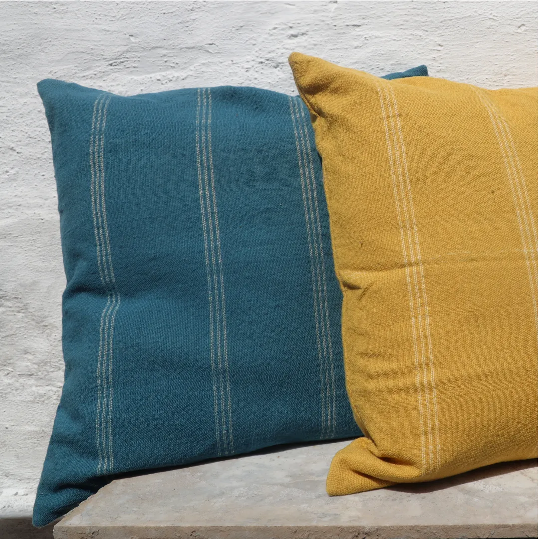 BK Indigo / Shell Handwoven Pillow Cover