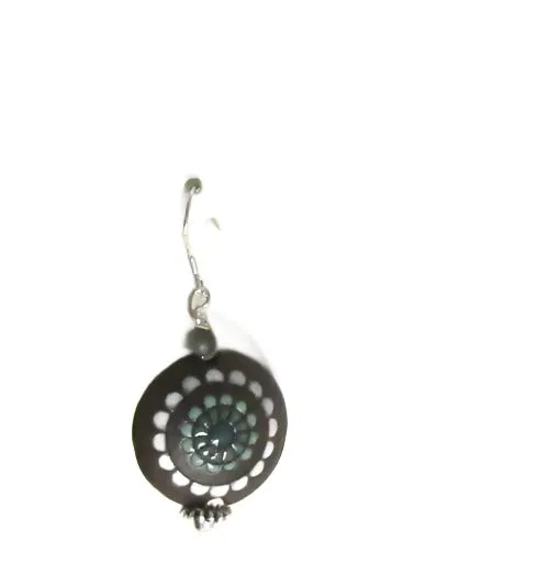 Black & White Artisan Bead Drop Earrings