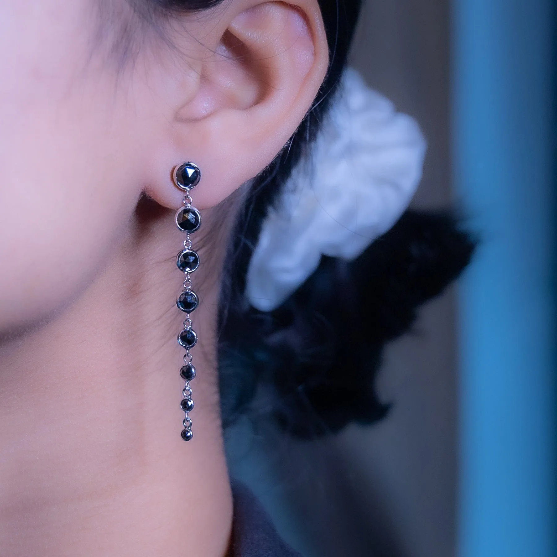 Black Diamond Dangle Earrings