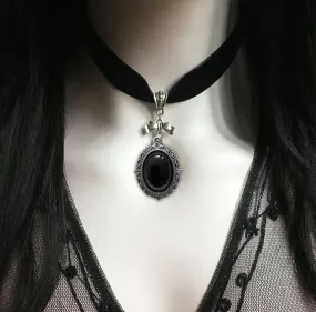 Black Velvet Gothic Victorian Black Cameo Choker Necklace