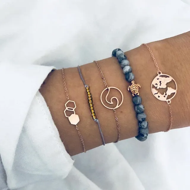 Bohemian Black Beaded Bracelets