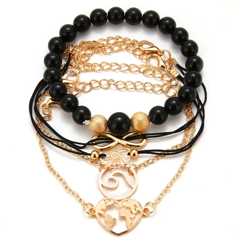 Bohemian Black Beaded Bracelets