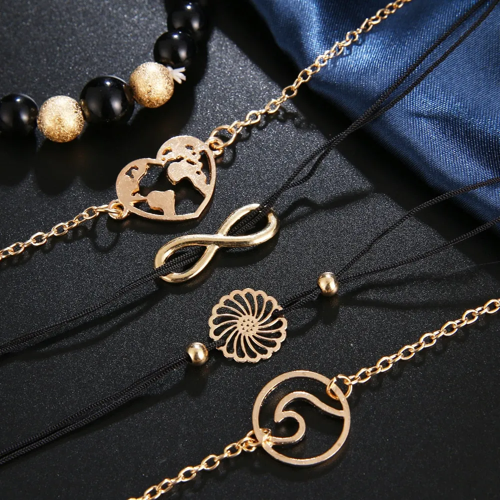 Bohemian Black Beaded Bracelets