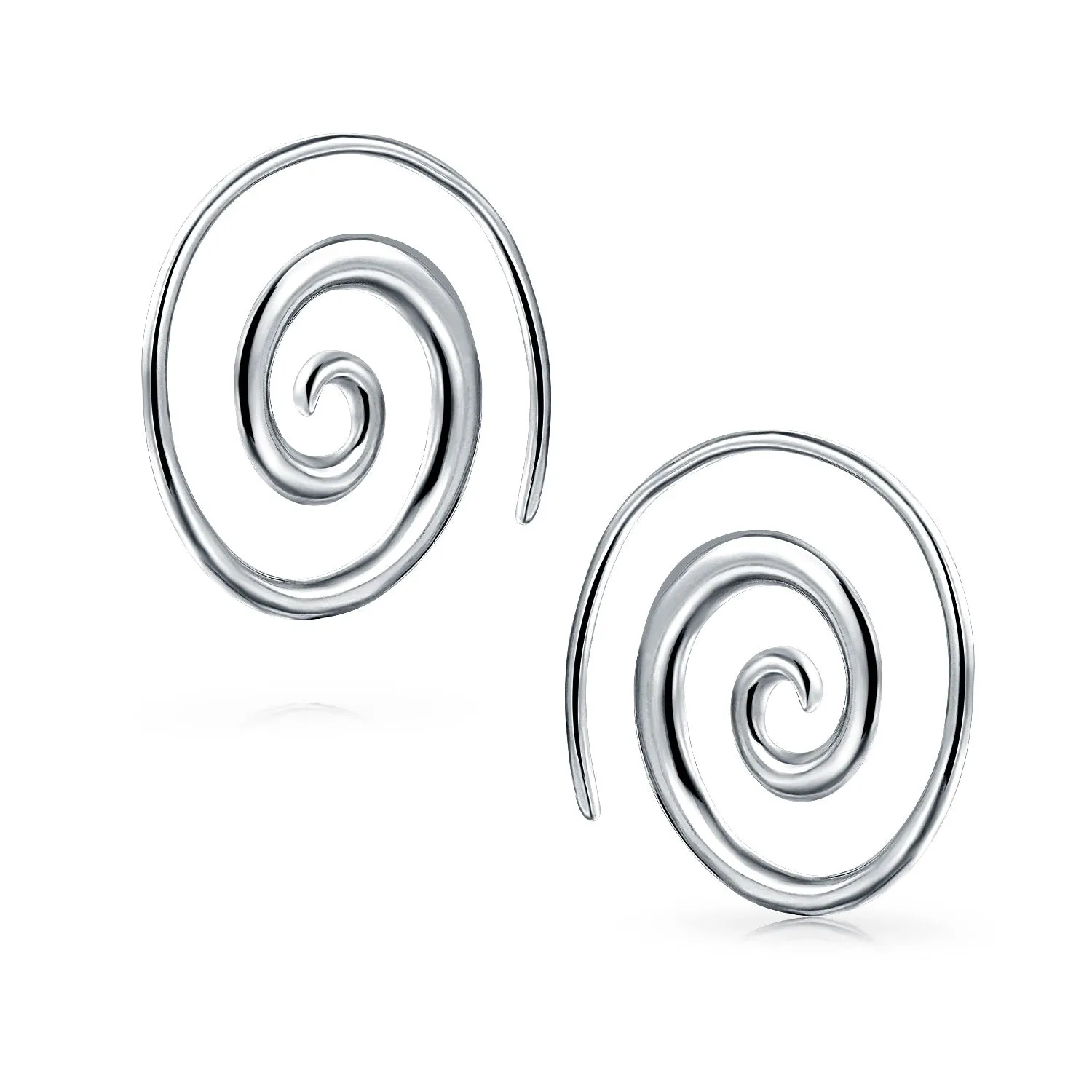 Boho Geometric Tribal Hoop Huggie Earrings in Sterling Silver