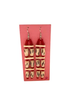 Bone Tiered Earrings made by Laura Bushyhead
